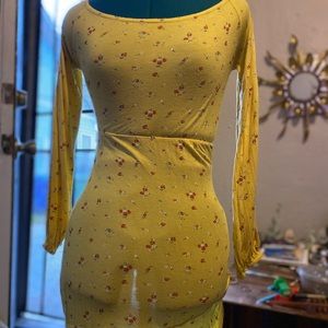 Boohoo Yellow Dress with Roses